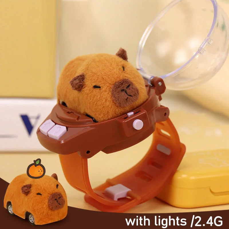 Capybara Rabbit Remote Control Car Watch Toys with Light 2.4G Racing Car Wrist Toy for Kid RC Small Car Interactive Game